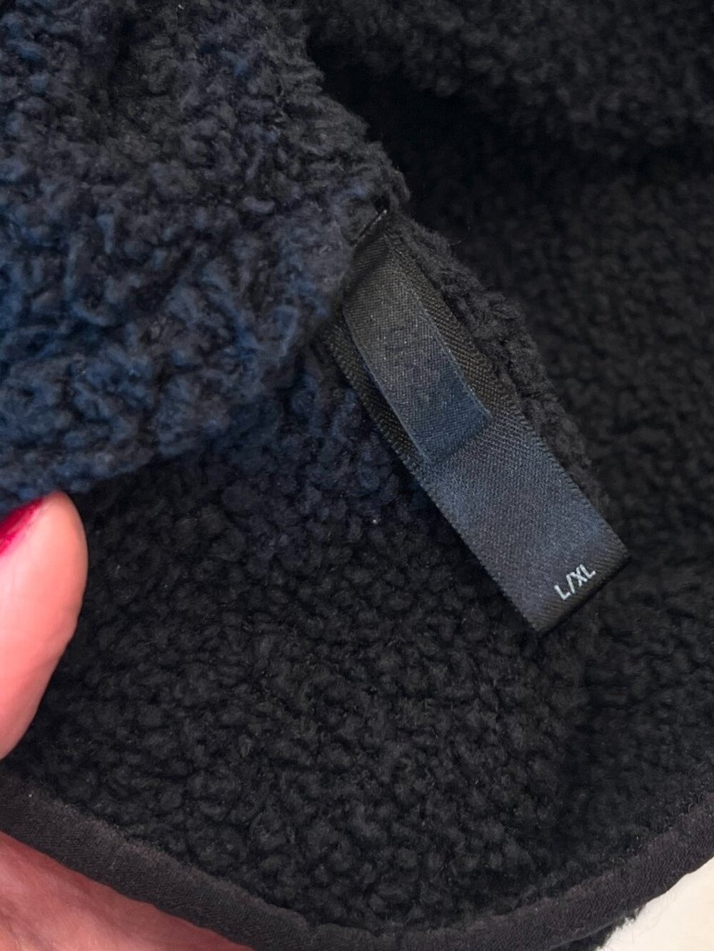 SKIMS Cozy Knit Pullover Onyx Black Teddy Sherpa Fleece Snap Neck L/XL - Picture 4 of 4